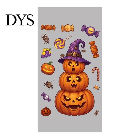 Cartoon Ghost Pumpkin Decals Halloween Window Cling Stickers, Candy Glass Decals, Self-Adhesive Removable Party Supplies for Art Home Doors