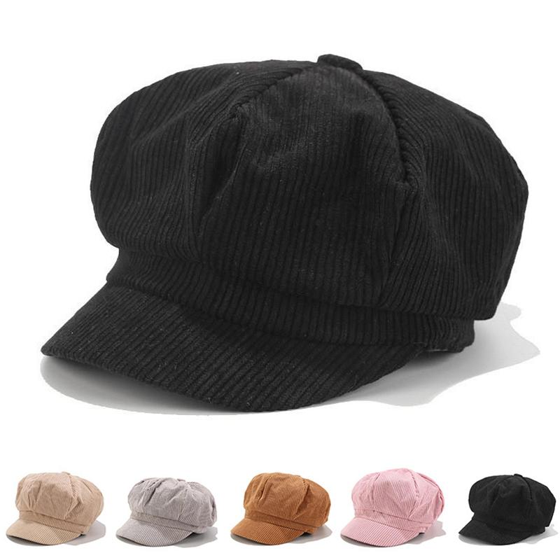 1Pc Hat Winter Beret Ladies Newsboy Fashion Peaked Cap Girls Corduroy Womens