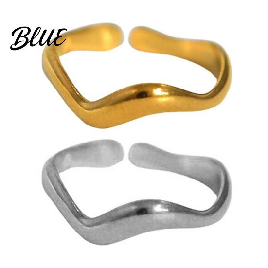 One-piece Open Ring Women Finger V-Shaped Curved Geometric Adjustable Fit
