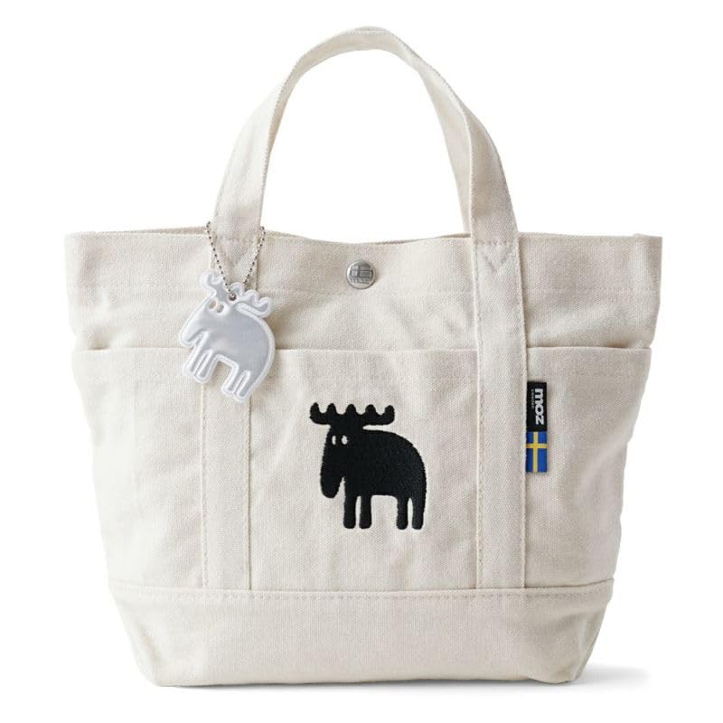 

moz [Official genuine product] [T2O limited bonus included] canvas tote bag mini tote lunch tote nordic brand design elk With reflective charm pocket