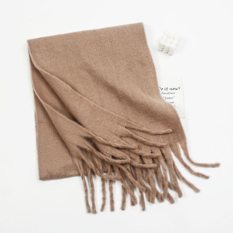 Vielseitiger Mohair-Einfarbschal Damen Winter Verdickung Schlichte Wärme Vergrößerter Schal