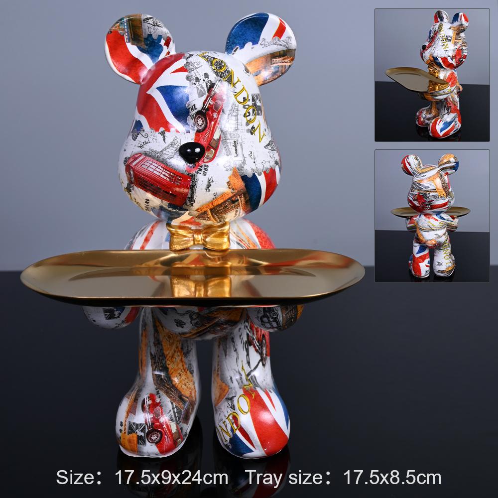 House Decoration Colorful Bear Sculptures Figure Ornaments Nordic Office Table Modern Art Resin Decor Cute Statue