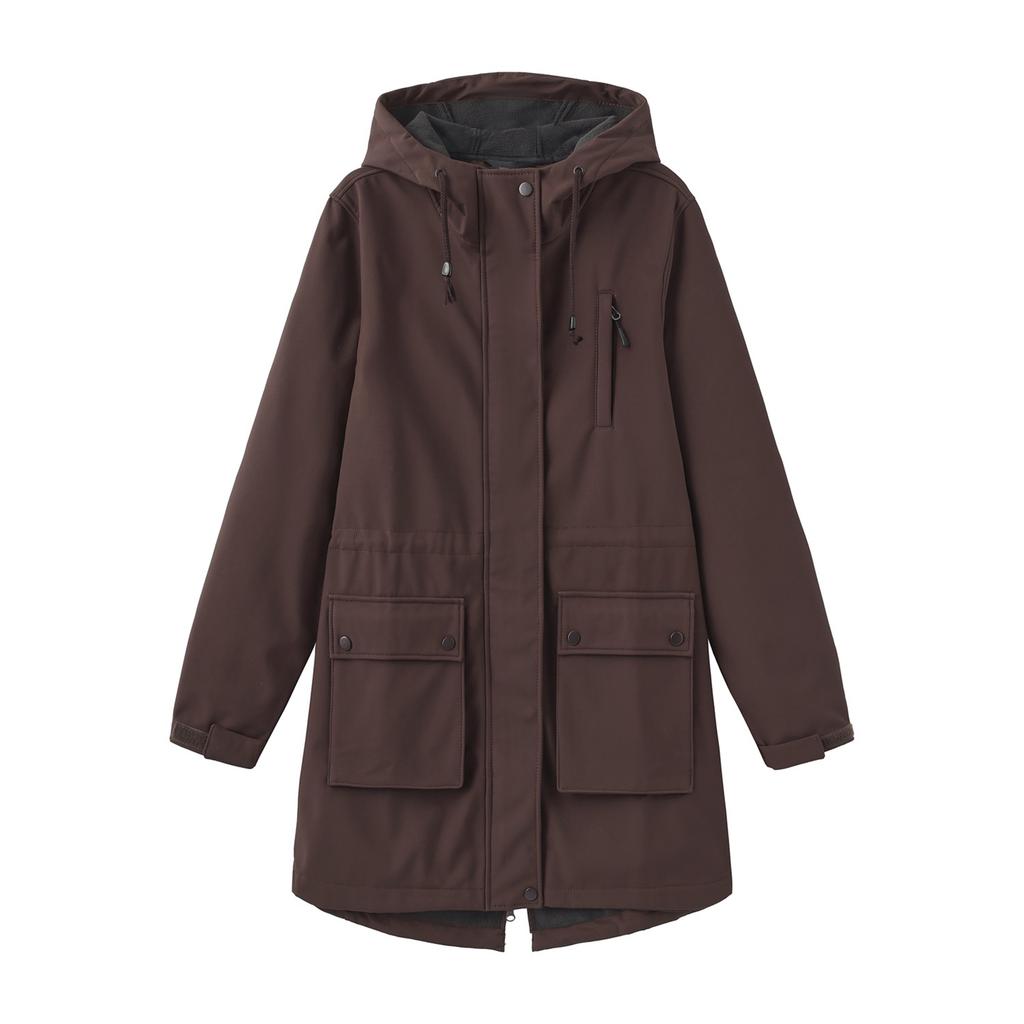 Women's Fashionable Casual Solid Color Long Sleeved Pocket Jacket Hooded Coat Windbreaker