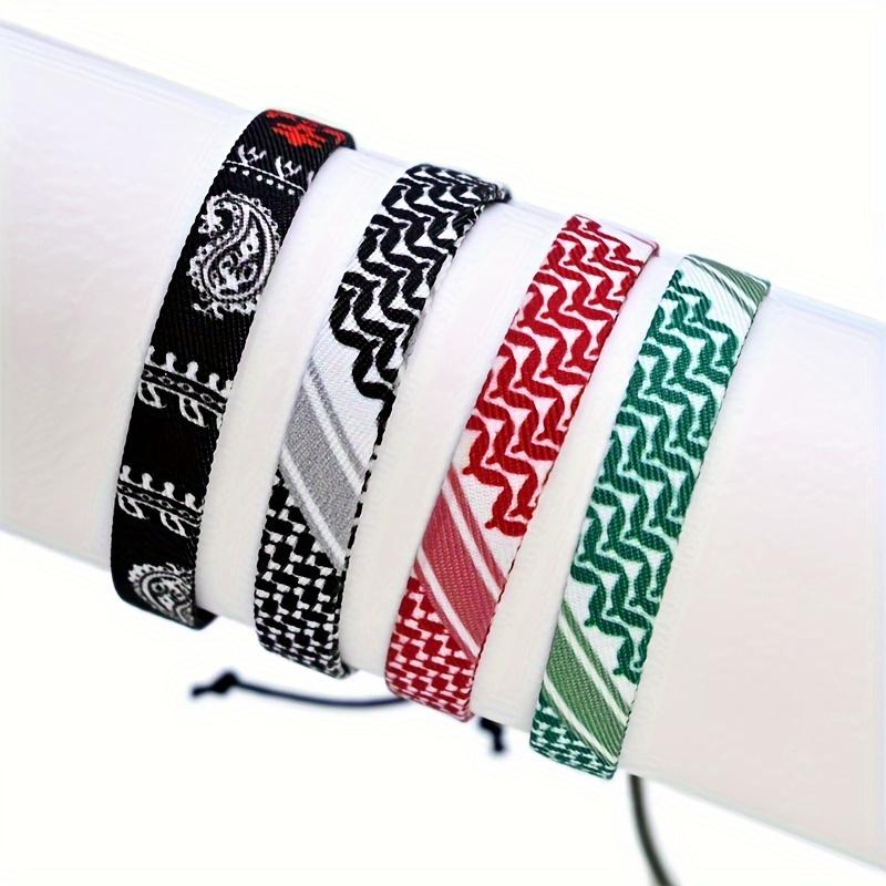 Fashion Crossover Printed Fabric Bracelet Ethnic Style Hand-woven Bracelet Set Simple Hemp Bracelet for Both Men and Women