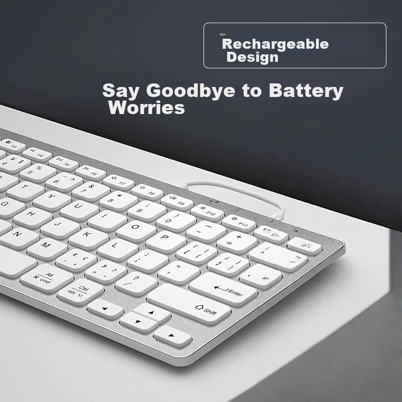 Ultra-Thin Portable Silent Dual-Mode Keyboard, Wireless Bluetooth External Office Keyboard, White