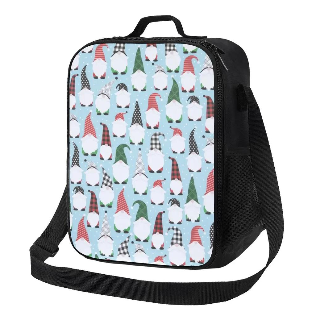 Garden Gnome Pattern Thermal Insulated Lunch Bags Women Portable Lunch Tote for Work School Travel Storage Bento Food Box