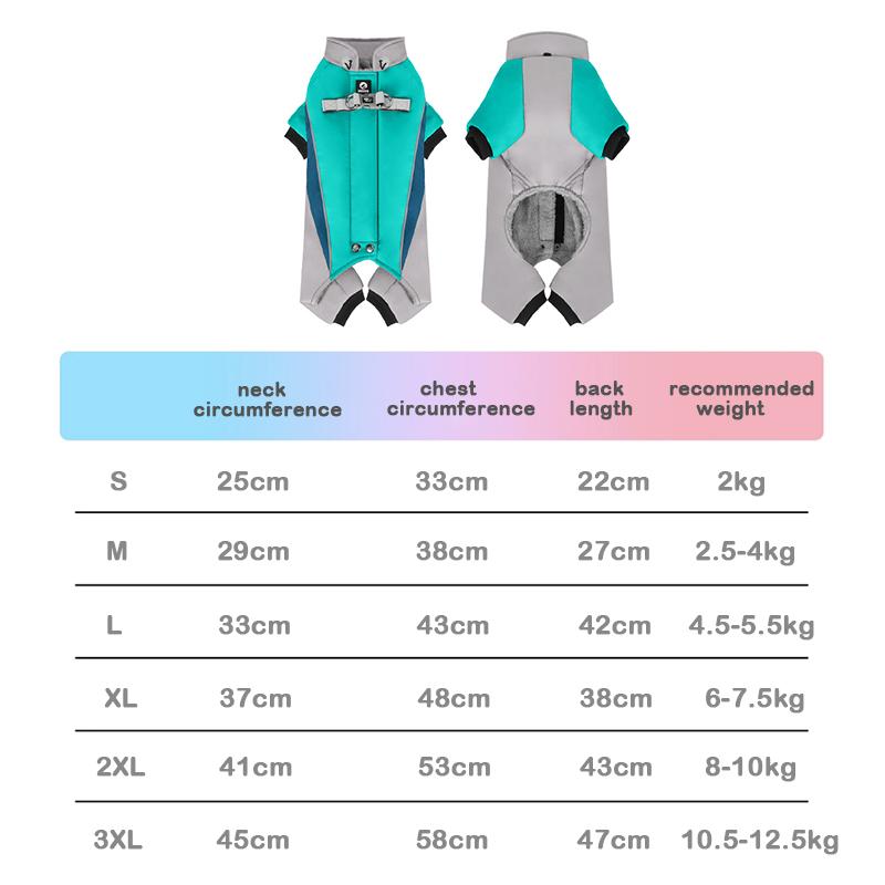 Autumn Winter Warm and Fluffy Four Leg Protection Suit Dog Windproof Cotton Clothes With Reflective Stripe Dog Clothes Dog Coat
