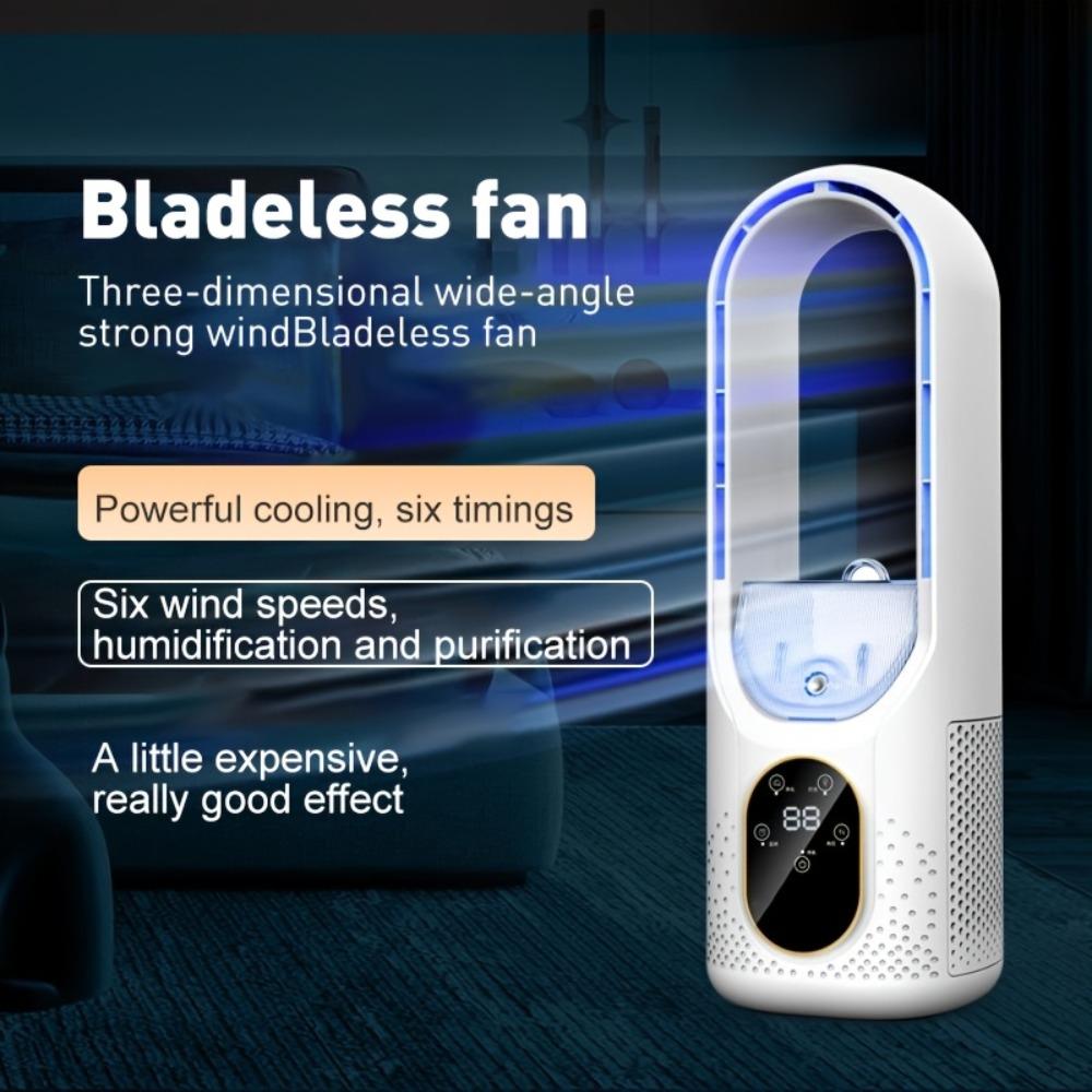 6 Speeds Bladeless Misting Fan Water Mist Atomization Desktop Cooling Fan  Home Office