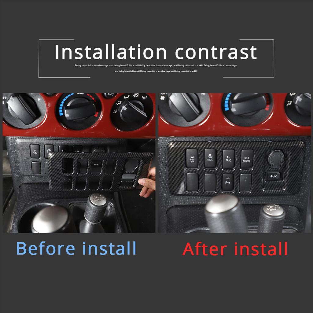 For Toyota FJ Cruiser 2007-14 Carbon Fiber ABS Central Console Button Cover Trim