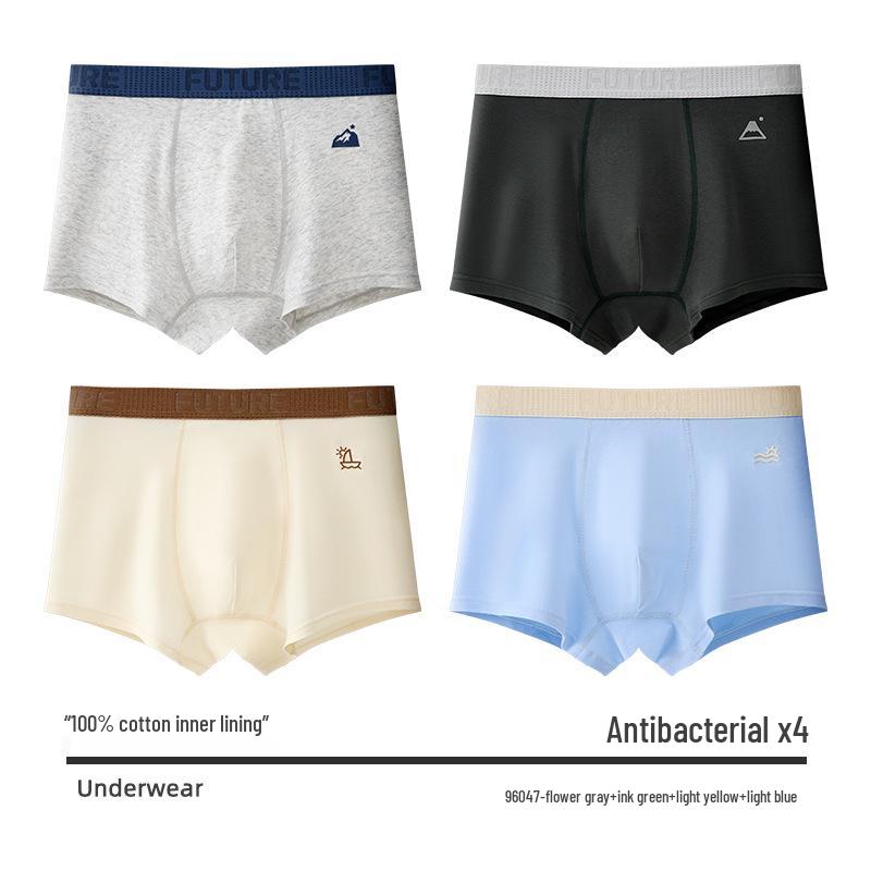 Teen Boys' Antibacterial Pure Cotton Boxer Briefs (10A) - All-Cotton Crotch Development Period Underwear