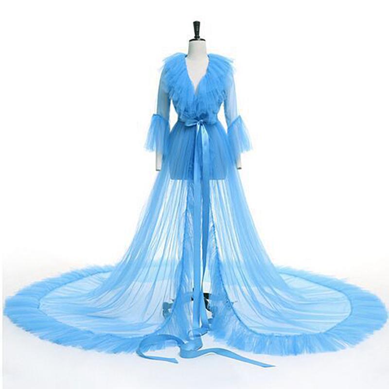 Dámské sexy noční prádlo Dlouhé krajkové šaty Župan Noční úbor