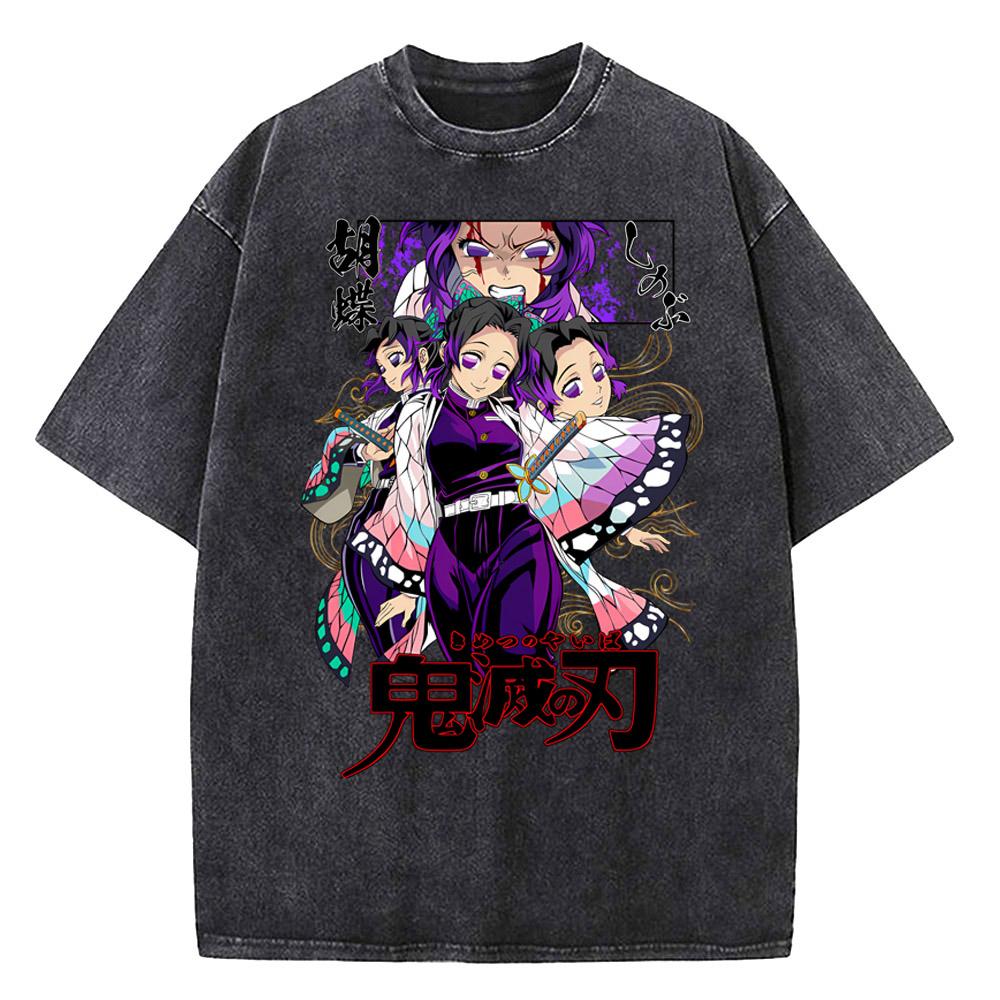 

Anime Movie Demon Slayer Unlimited Castle Washed T-shirt Printed T-shirt Fashion Anime Enthusiast Short Sleeve S