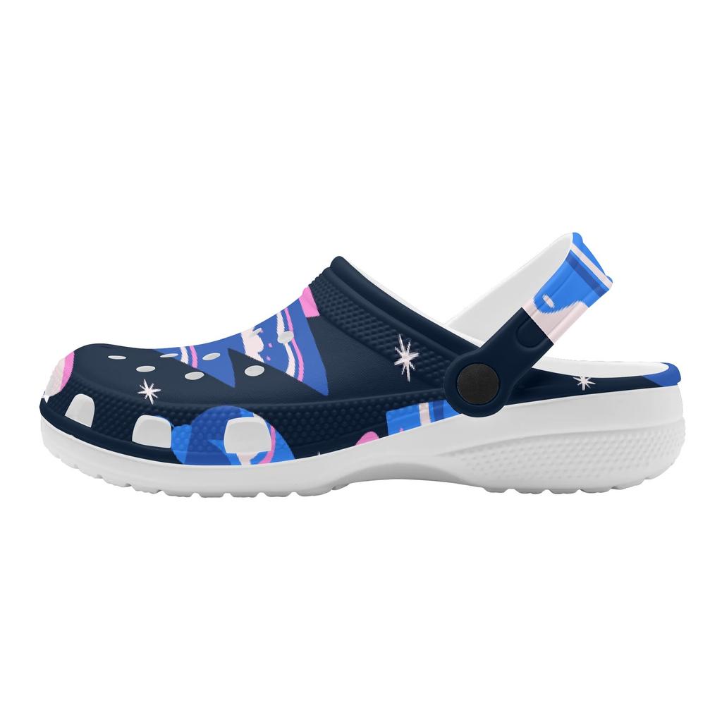 Unisex White Printed EVA Travel Clogs Breathable Soft Sole Slip On Travel Use Beach Garden Daily Walking Beach Sandals Home Use