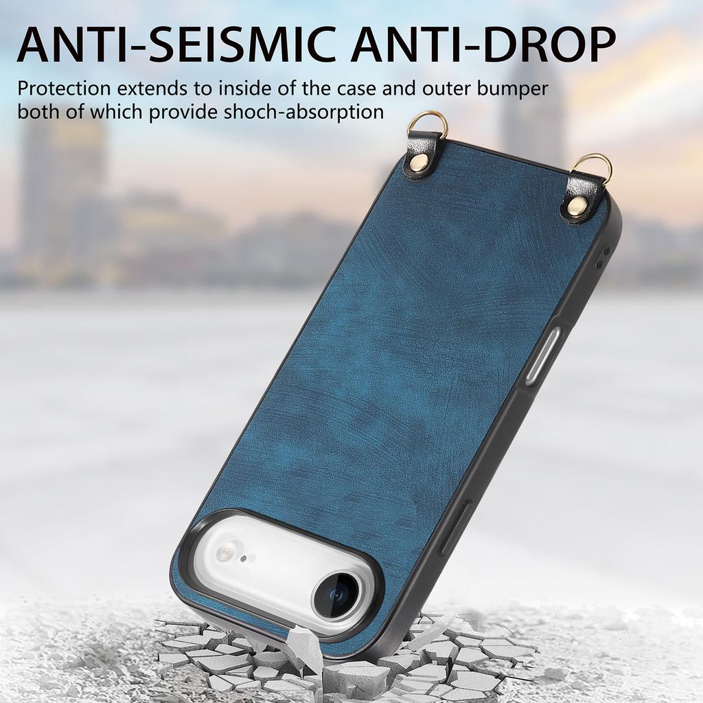 For iPhone Air Retro Leather Phone Back Cover with Adjustable Strap
