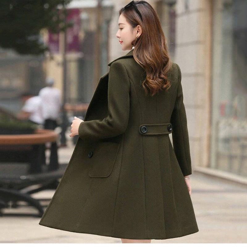 Elegant Women's Winter Korean Version Plus Size Slim Woolen Coats Female Fashion Temperament Woolen Coat