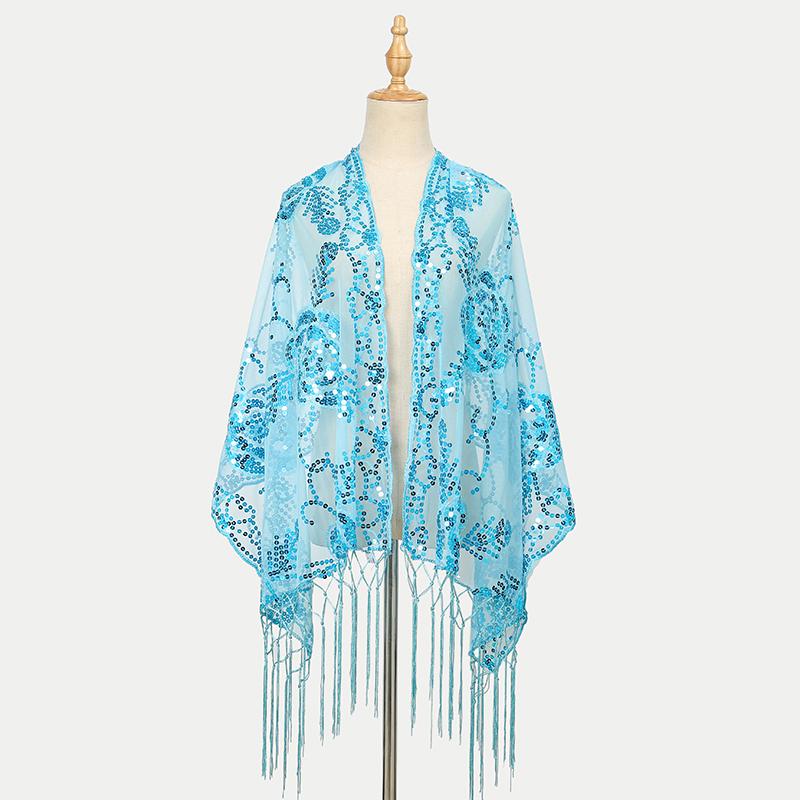 Sequin Camellia Tassels Scarf Women Luxury Shawls Woman Muslim Hijab Plain Long Cape Echarpe Femme Party Cape Tippet