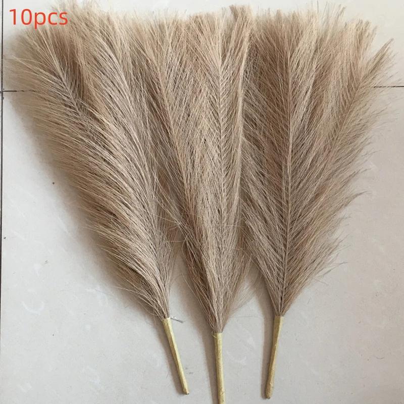 10PCS Artificial Pompous Grass Pompass Branches Fake Fluffy Stems Plants Vase Filler for Home Boho Decor Flower Arrangement