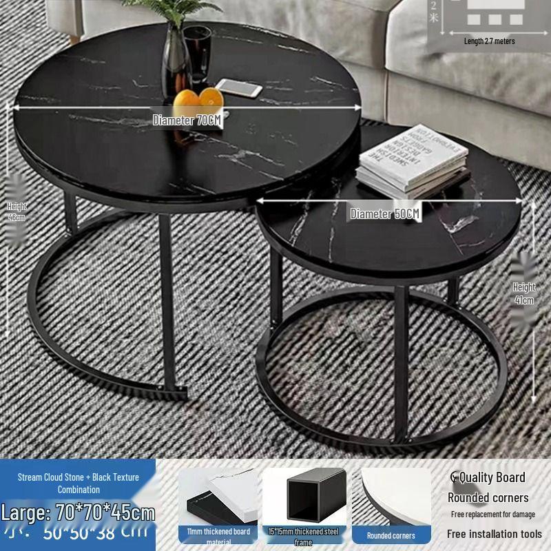 Simple Modern Light Luxury Coffee Table - Small Round Side Table for Living Room or Bedroom