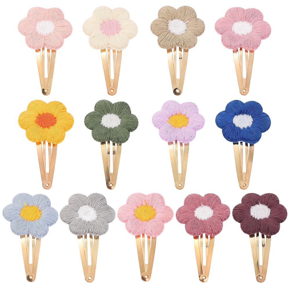 2 Stück/Los Stickerei Blume Haarnadeln Kinder Blume Haarspangen Süße Mädchen Baby Haarschmuck Vintage Haarnadeln Haarspangen
