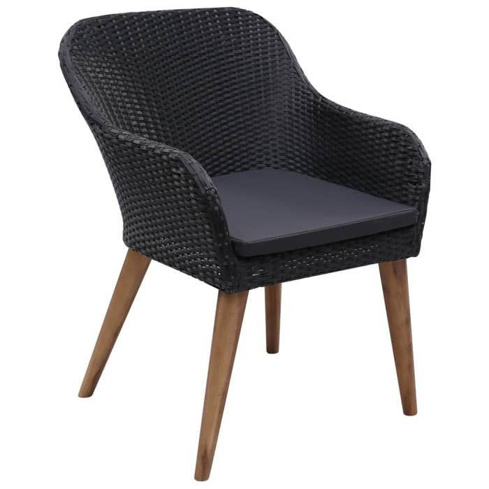 Ensemble de jardin - MAISON EXCLUSIVE - Ensemble 5 pcs - Table acacia massif - Chaises résine tressée - Coussins amovibles