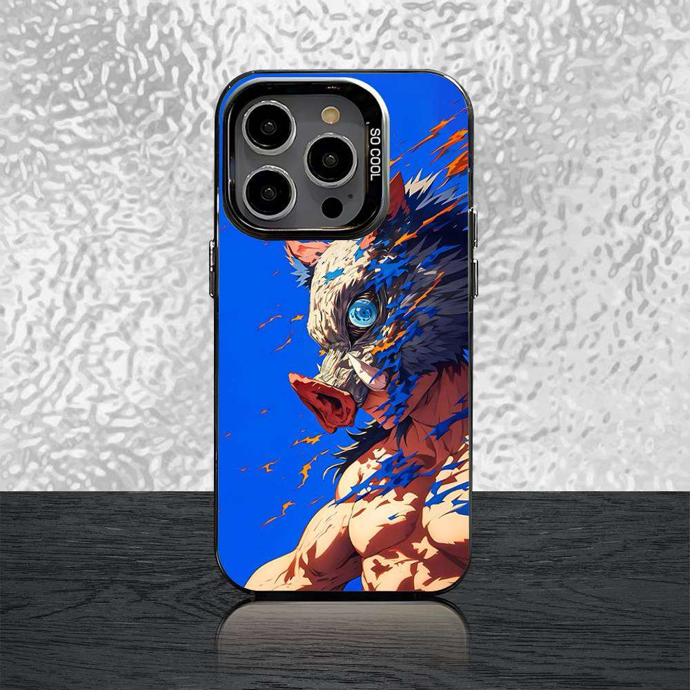 D-Demon S-Slayer Infinity Castle Case For iPhone 16,15,14,13,12,11,Pro,XS,Max,Plus,Mini,SE Black Candy Matte Shockproof Cover