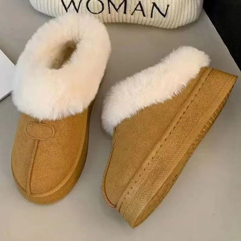 Women's Winter Fleece Lined Snow Boots Thickened Warm Short Boots Platform Heightening Cotton Boots