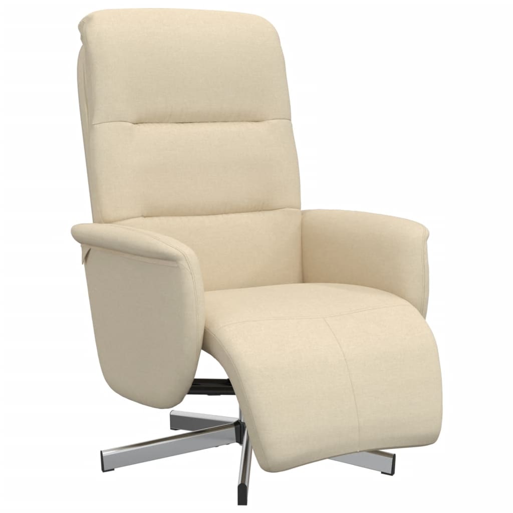 Recliner with Footstool Cream Fabric