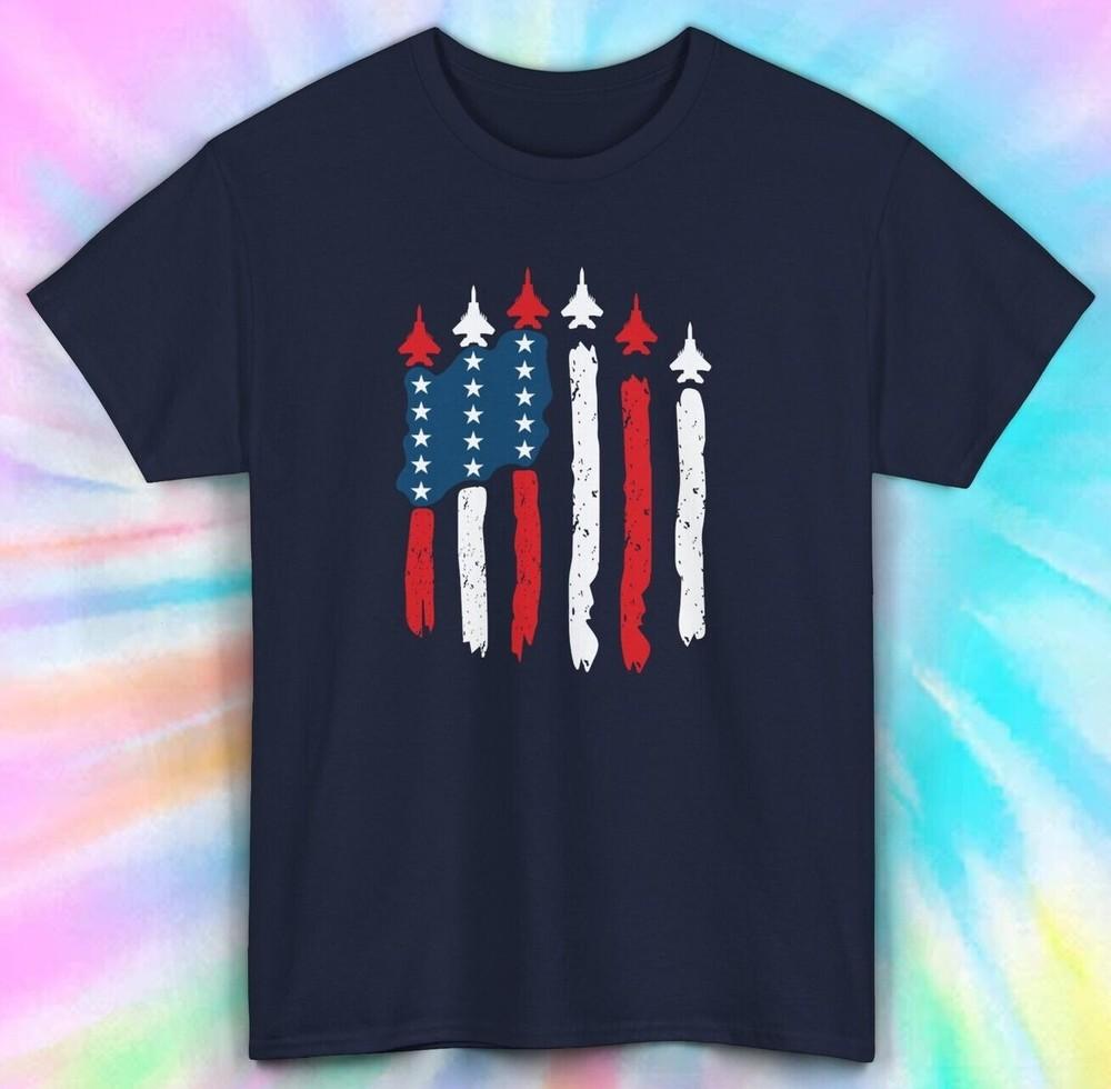 

Футболка с реактивными самолетами и американским флагом | Патриотическая футболка США S-5XL S