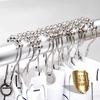 12/30/50pcs Stainless Steel Curtain Hooks 5 Rollers Polished Satin Nickel Ball Bath Curtain Rollerball Shower Curtain Ring Hooks
