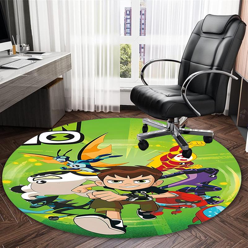 1pc Ben10 Print Round Carpet Chair Round Carpet Suitable for Bedroom Living Room Home Decorative Carpet