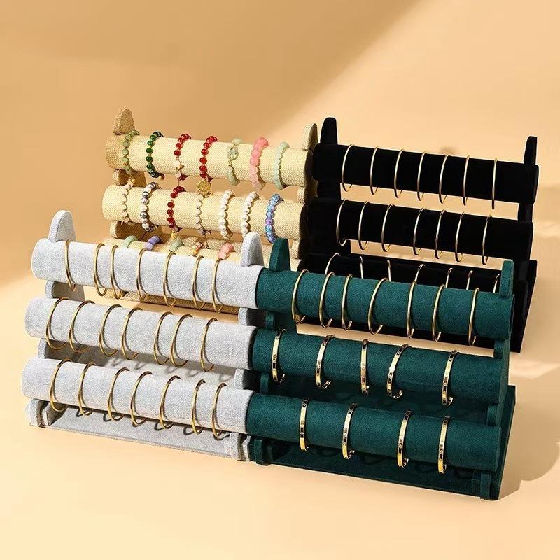 Soporte de Exhibición para Pulseras y Relojes de Tela Afelpada – Soporte de Joyería de Una Sola Capa