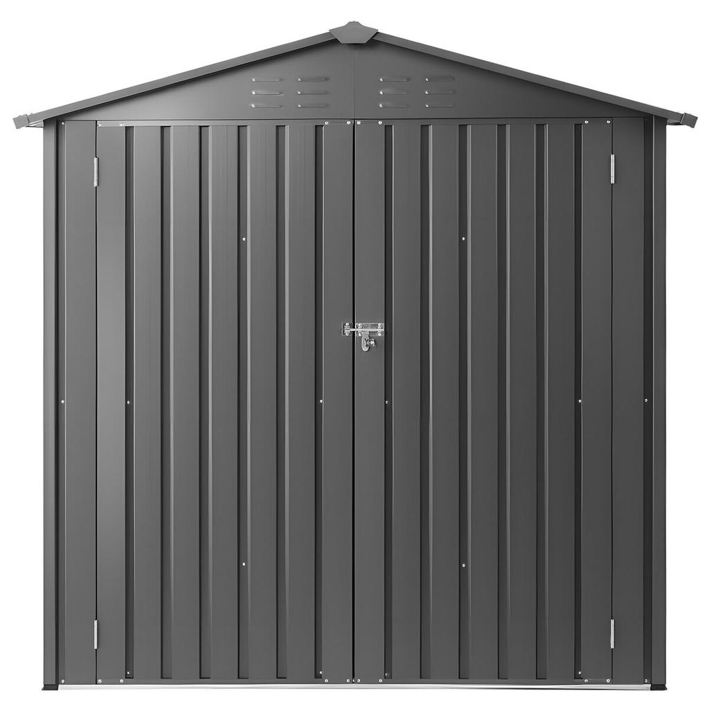 1860 X 1210 X 1841 Mm Metal Garden Shed, Outdoor Storage Shed with Lockable Doors & 4 Louver Vents, Peak Roof Metal Sheds Outdoors Storage, Storaged