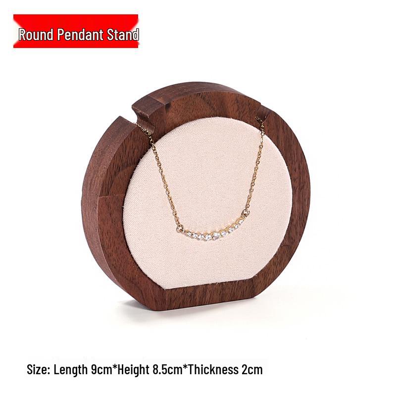 Walnut Wood Microfiber Jewelry Display Set for Necklace, Ring, Earrings, and Bracelet.