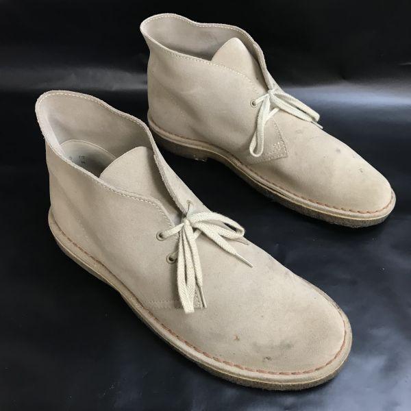 Clarks Originals Suede Leather Desert Boots Beige Size 8.5M 26.5 Crepe Sole(USED)