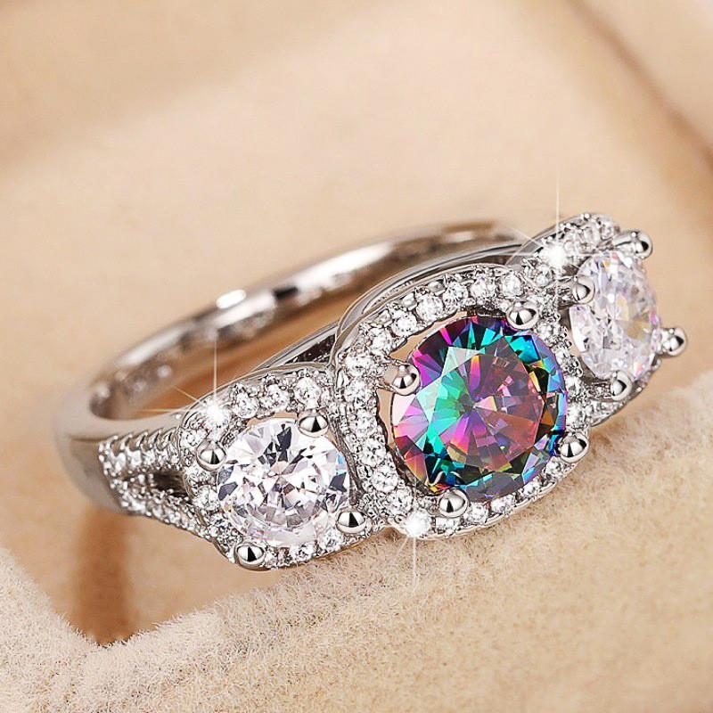 CopperPrincess Colored Cubic Zirconia Wedding Ring for Women Luxury Female Accessories Newly Designed Jewelry