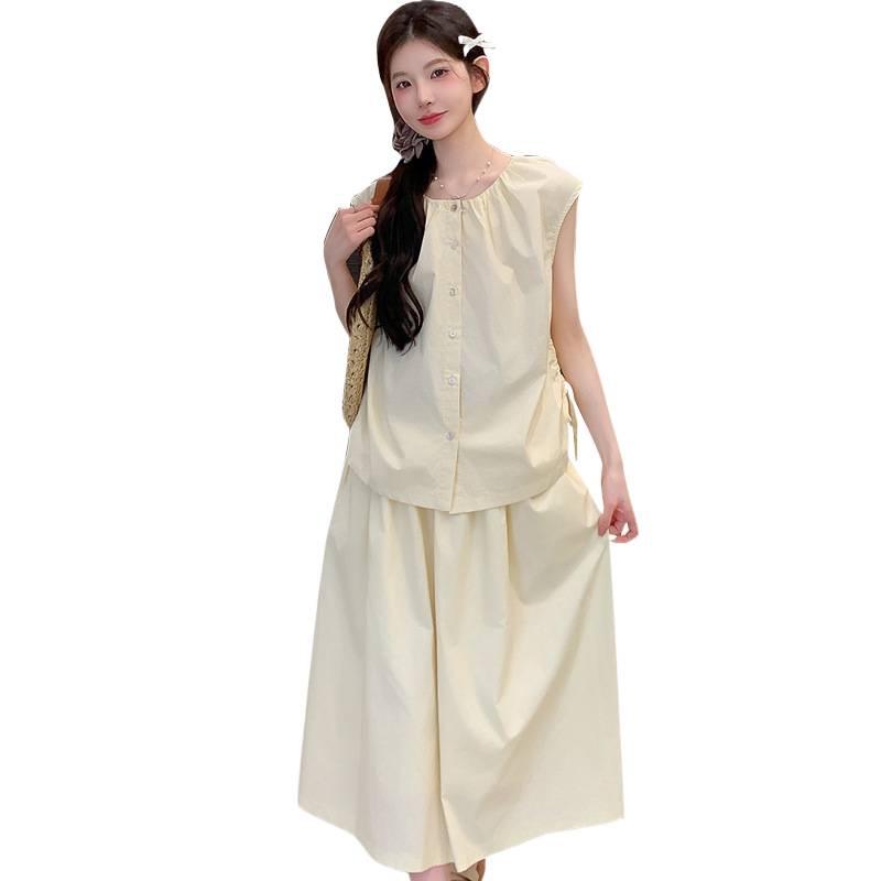 2026 Summer Petite Maternity Fashion: French Style Vest and Skirt Set