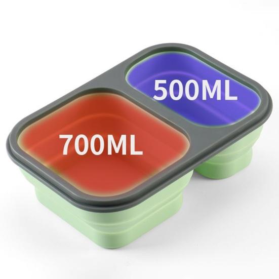 Silicone Collapsible Lunch Box Large Capacity Microwave Safe BPA Free Odorless Compartment Lunch Box