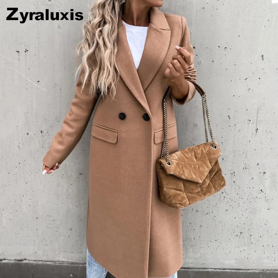 Abrigo grueso de lana para mujer, cortavientos, manga larga, para otoño/invierno