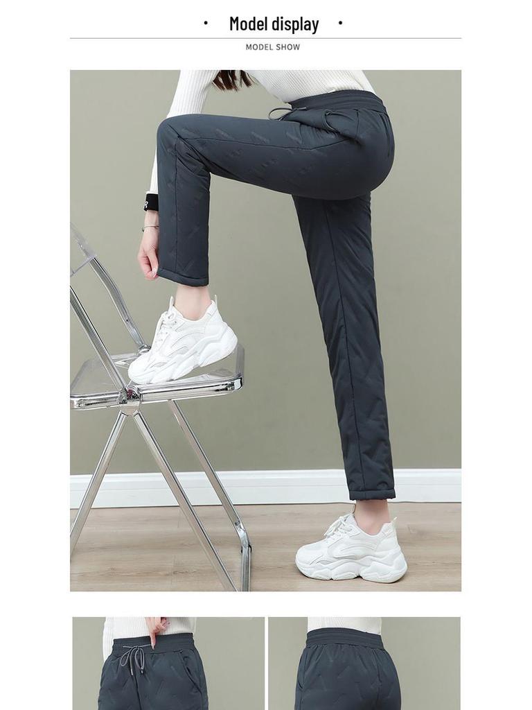 Autumn/Winter Women's Windproof Lambswool-Lined Cotton Pants - Warm, Velvet, Thickened Casual Sportswear