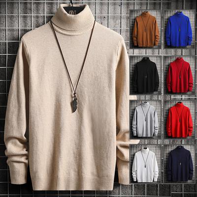 Men's Korean Version of Turtleneck Pullover Knitted Sweater Long-sleeved Sweater Youth Slim-fit Bottoming Top