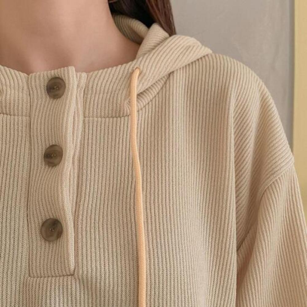 New Arrivals Open Run Buttoned Long Sleeve Hoodie Shorts