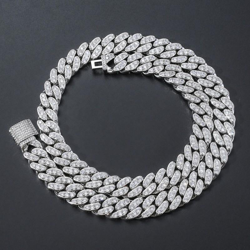 12mm Zircon Cuban Chain Mens Womens Hip Hop Single Row Full Necklace