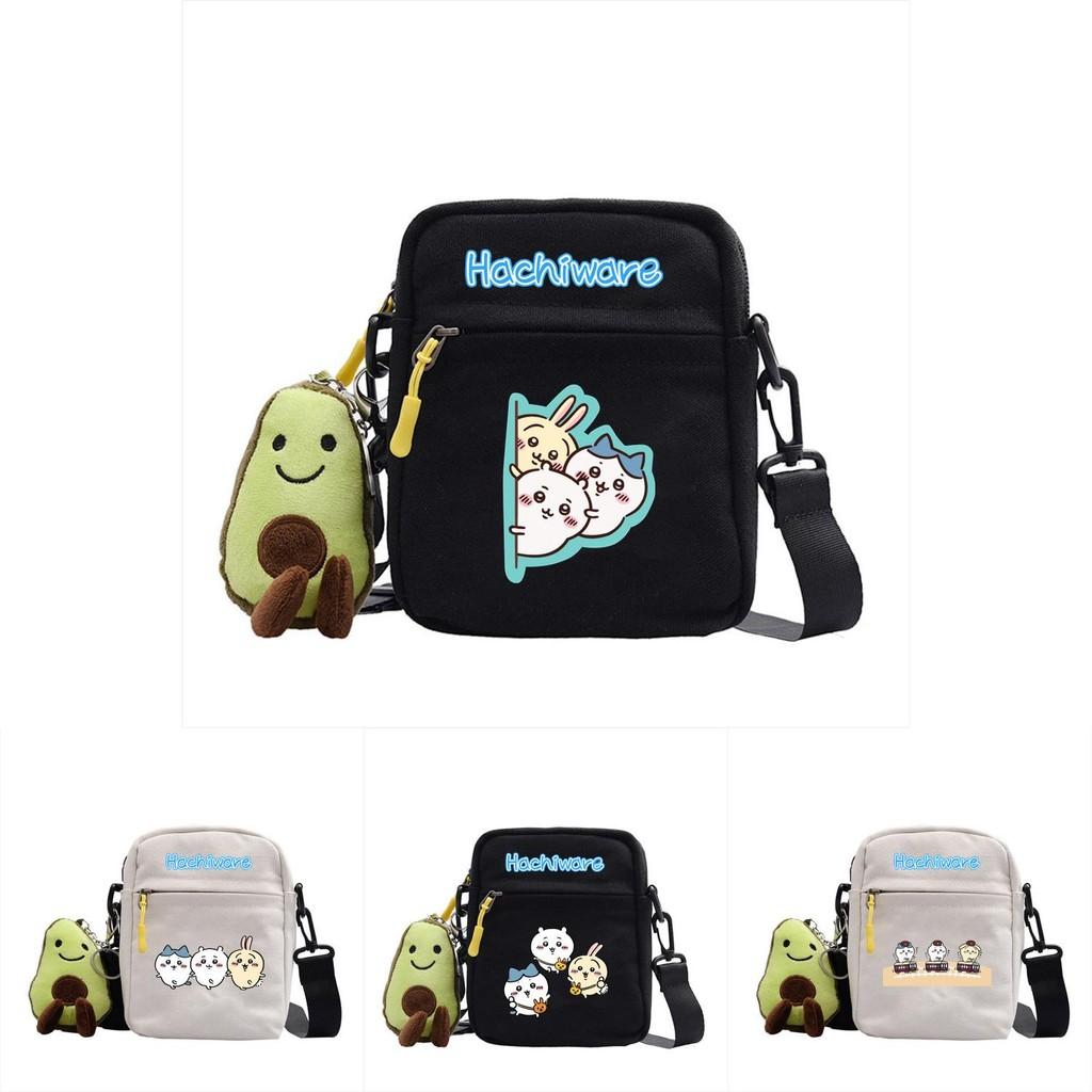 Chiikawa Cartoon Canvas Square Shoulder Bag With Inner Pouch For Casual Outings