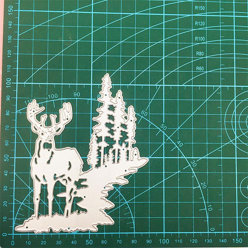 Elch auf dem Hügel, Metall- und Stahl-Stanzformen, Schablonen, Scrapbooking, Basteln, 3D-DIY, Festival-Kartenherstellung
