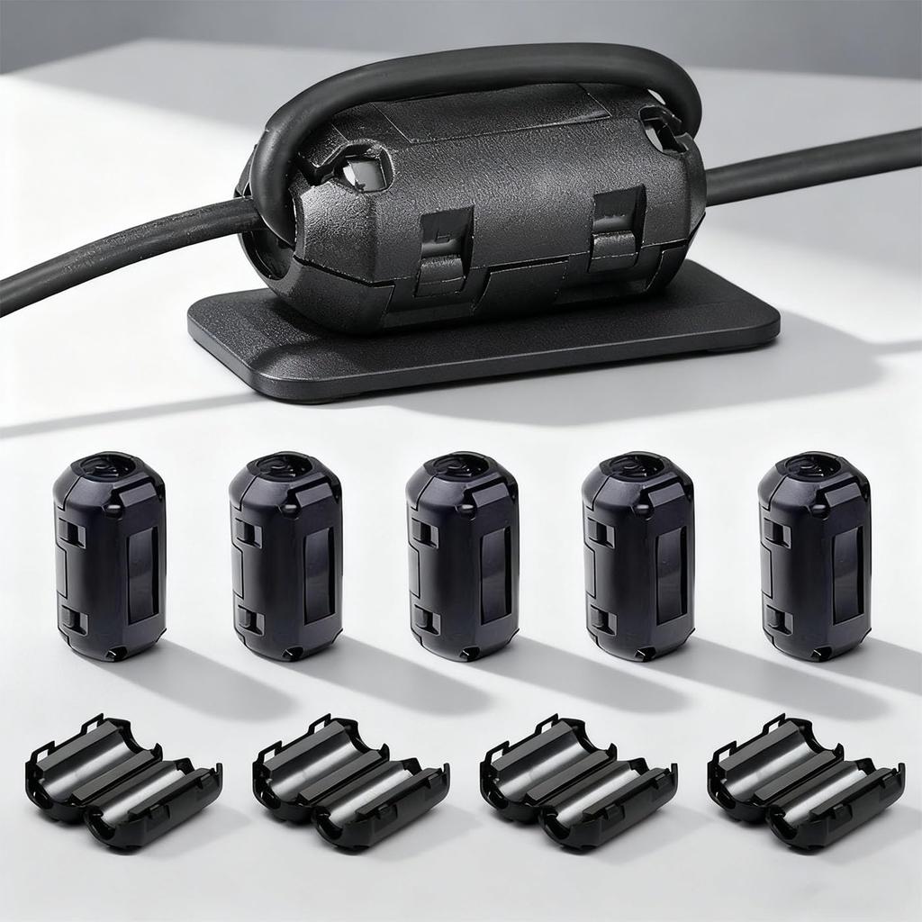 Ferrite Core Inner Diameter 0.4 inch (9 mm) Black High Frequency Noise Filter Noise Absorption (10 pieces)