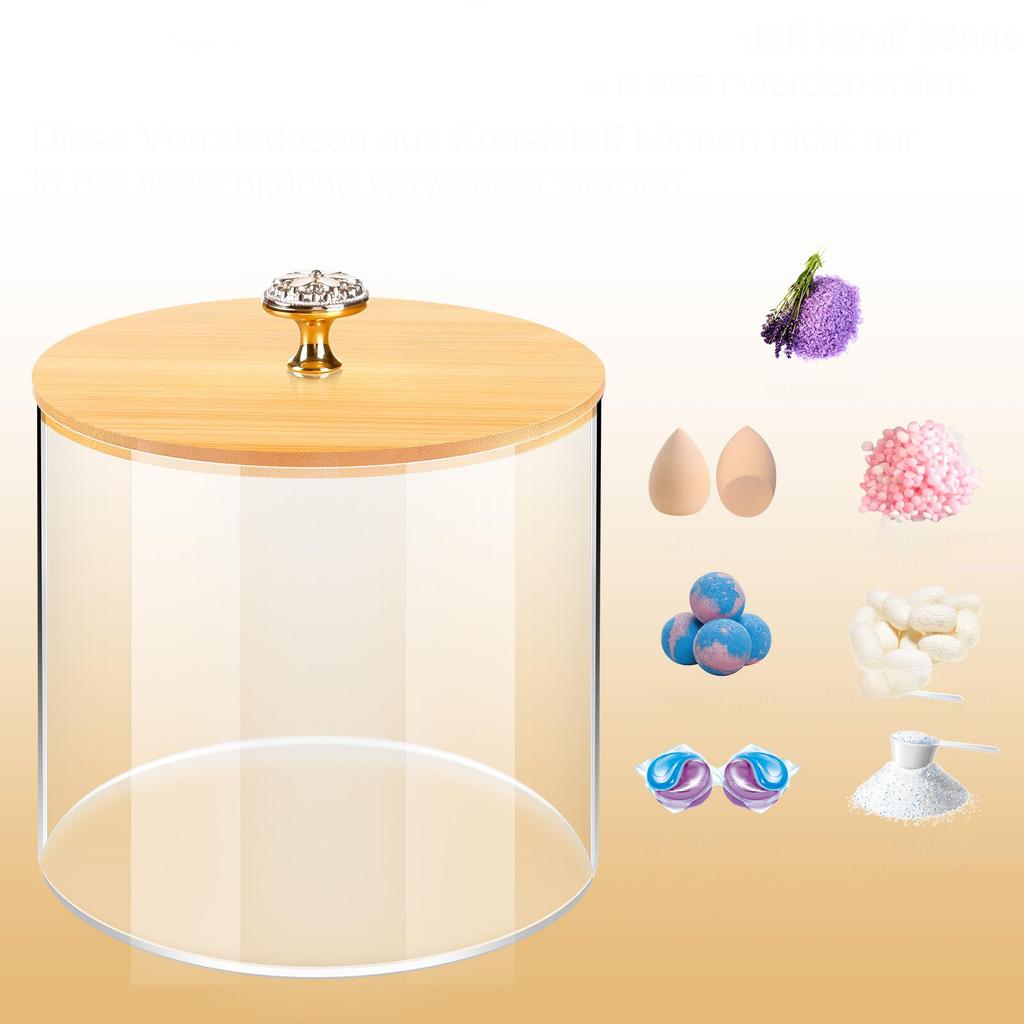 2 Pack Laundry Pods Detergent Container for Laundry Room Organization and Storage BoxPlastic Storage Jars with Bamboo Lids