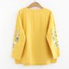 Summer Cotton Embroidered Large Size Women Blouse O Neck Flower Loose Bottoming Shirt New Casual T-shirt Retro Simple Top Basic Elegant Woman Clothing