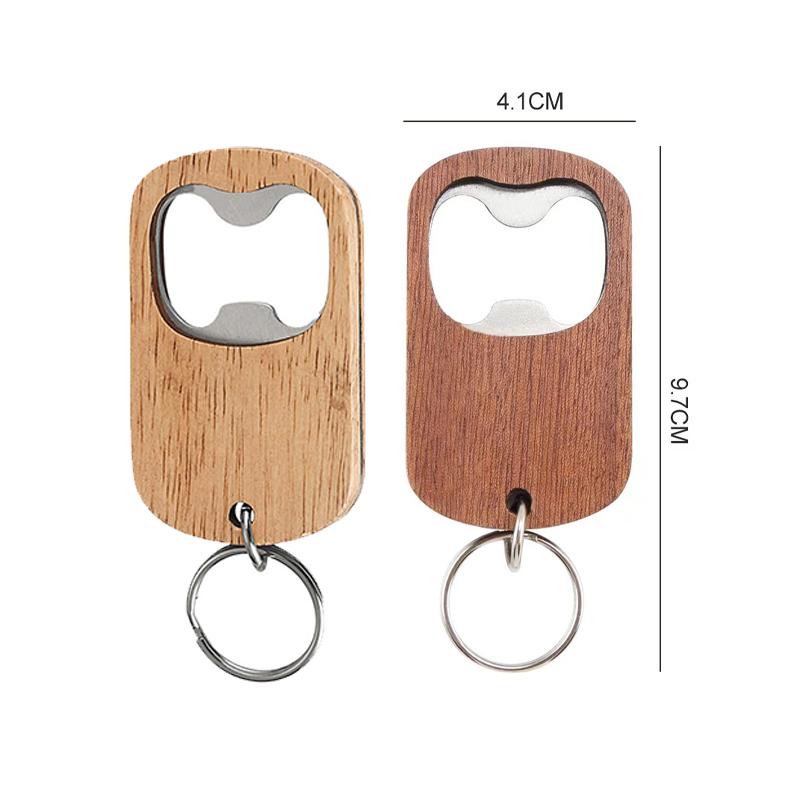 1Pcs Wood Stainless Steel Beer Bottle Opener Baptism Gift Wedding Party Guest Keychain Opener