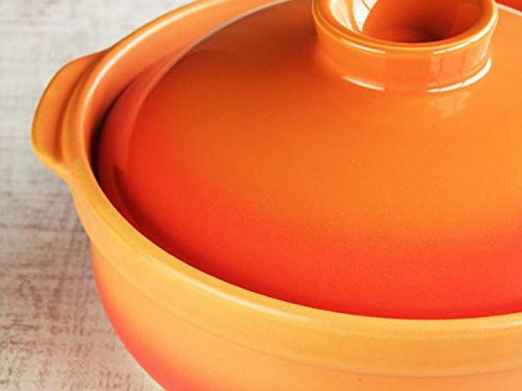 Minosarara Direct Flame Banquet Bake Clay Pot 8 for Made In Heat Source Direct Flame Orange Heat-resistant No. 2-3 People, Japan, Color