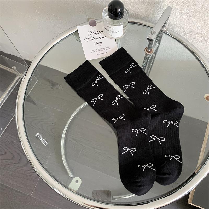 Miu Style Women s Knee-High Bow Socks - Trendy Japanese Ballet Slouch for Autumn One Size